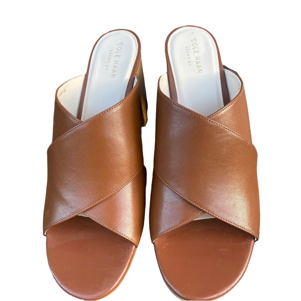 Cole Haan Dakota Crisscross Mule Leather Sandal Criss Cross Tan Brown Leather 8